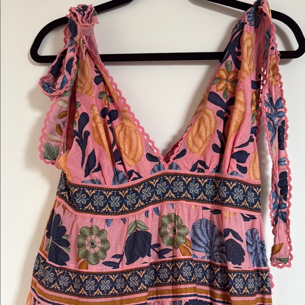 Pink Floral Tiered V-Neck Maxi Dress - Picture 2 of 2